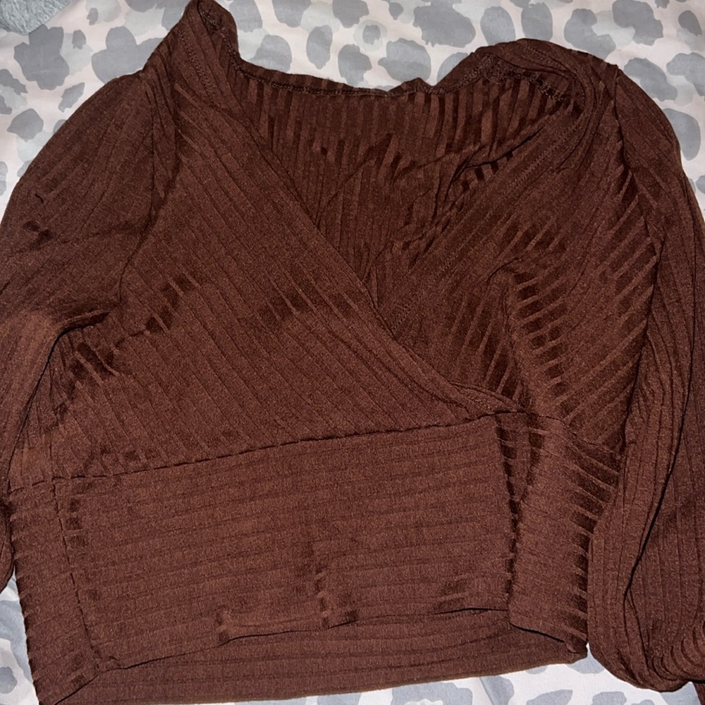 Chocolate Brown Long-Sleeve Crop